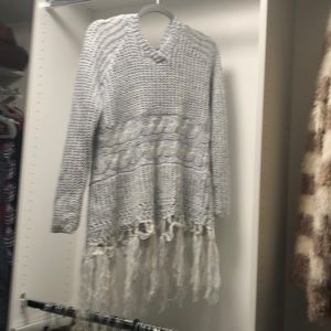 Love Stitch hooded, fringed sweater